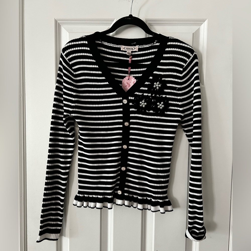 Kenzo Black and White Striped Sweater